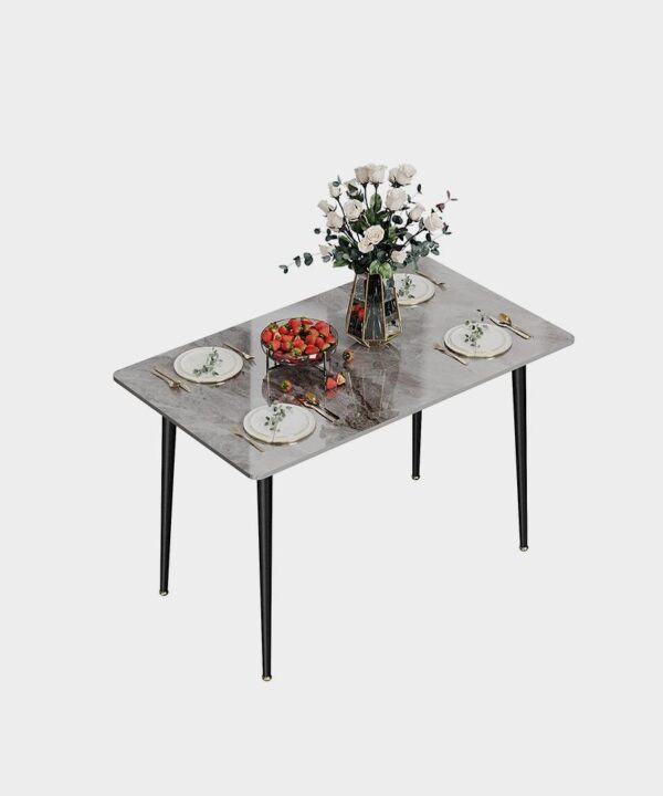 Kitchen Dining Table Rectangular Modern Sintered Stone Marble Effect Table Top with Tapered Metal Legs